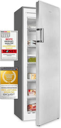 Edelstahl NoFrost Gefrierschrank, 194L, 5 Fächer, Schnellgefrieren
