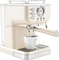 Halbautomatische Espressomaschine in Cremeweiß, 1050W für Zuhause, Büro, Café und Hotel