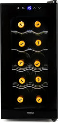 PRIMO Weinkühlschrank für 10 Flaschen, Energieklasse E, Schwarz